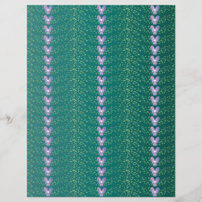 Vintage Teal Blommigt Violes tapet mönster (Framsida)