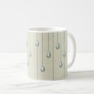 Vintage teal diamond rhinestone pendant mönster kaffemugg