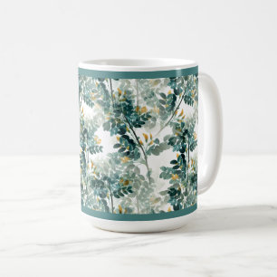 Vintage Teal Foliage Löv Elegant Chic Design Kaffemugg