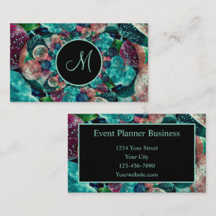 Vintage Teal Grönt Black Balloations Event Planne Visitkort