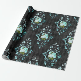 Vintage teal rosor och svart harlekinmönster presentpapper