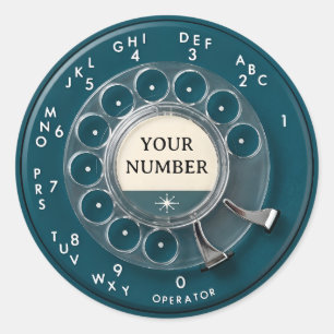 Vintage Teal Roterande Telefon Urskiva Runt Klistermärke