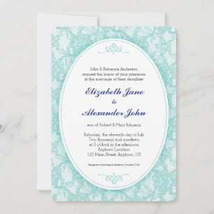 Vintage Teal Snöre, Bröllop Inbjudningar