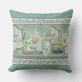 Vintage Teal Tea & Ro Dekorativ kudde