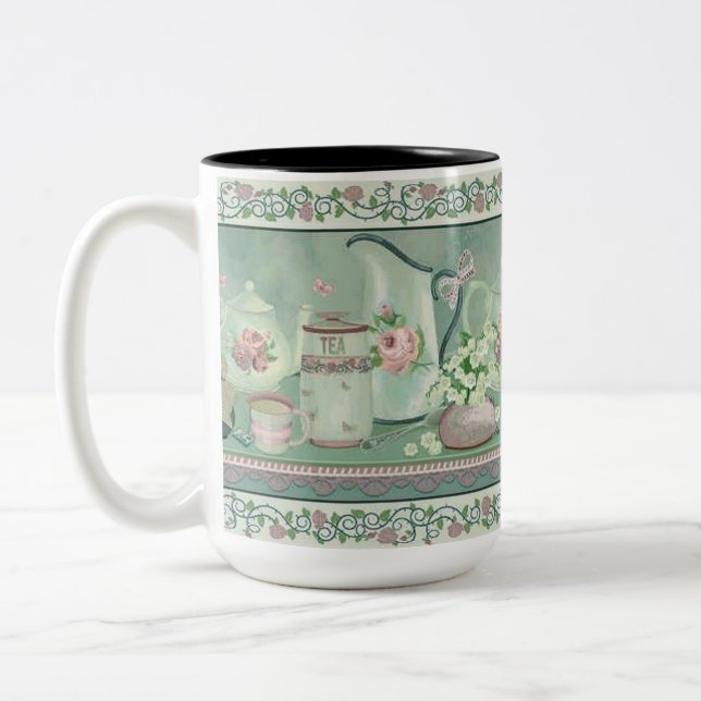 Vintage Teal Tea & Ro Mugg (Vänster)