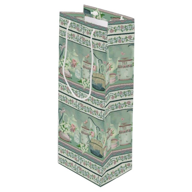 Vintage Teal Tea & Ro Vin Gift Bag (Framsidan Vinklad)