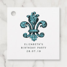Vintage Teal - Turkos Fleur de Lis