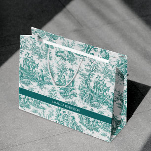 Vintage teal turquise de jouy