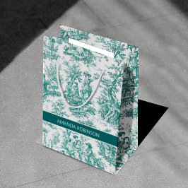 Vintage teal turquise de jouy