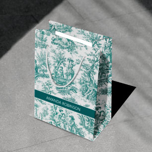 Vintage teal turquise de jouy