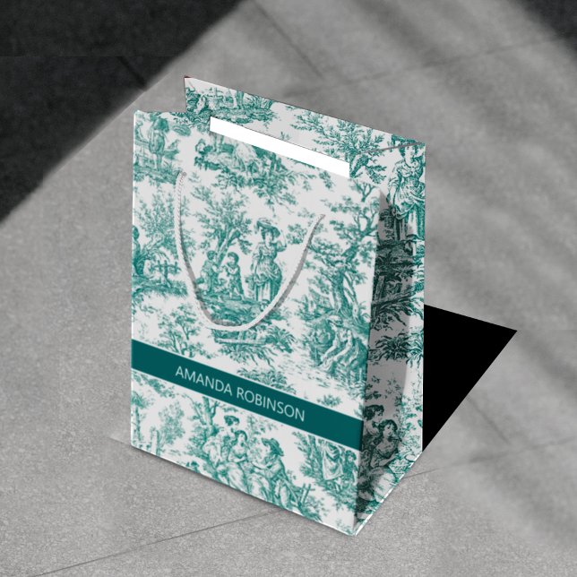 Vintage teal turquise de jouy (Skapare uppladdad)