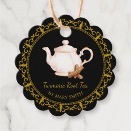 Vintage Teapot Homemade Turmeric Root Tea Hang Tag Gåvor Etiketter