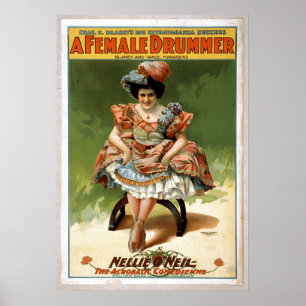 "Vintage teaterkonst-"A Female Drummer" Poster