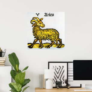 Vintage Tecken på Zodiac, Aries Ram Poster