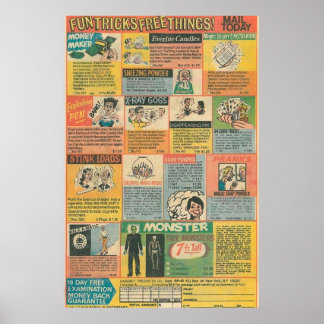 Vintage Tecknad Bok AnnonsAds Poster