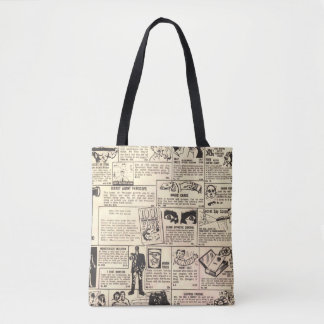 "Vintage Tecknad Bok Classified Ads" Tote Bag Tygkasse