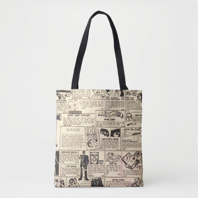 "Vintage Tecknad Bok Classified Ads" Tote Bag Tygkasse (Framsida)