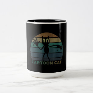 Vintage Tecknad Cat Creepypasta Coola Kat Lover Två-Tonad Mugg