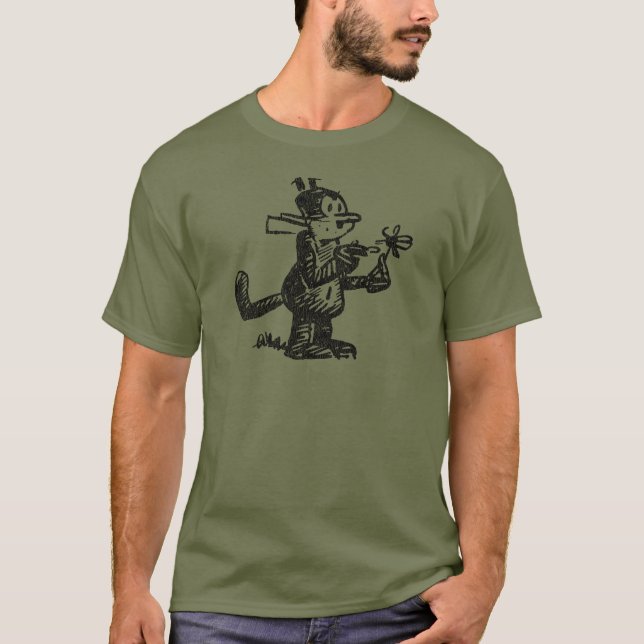 Vintage Tecknad Cat Distress T-Shirt (Framsida)