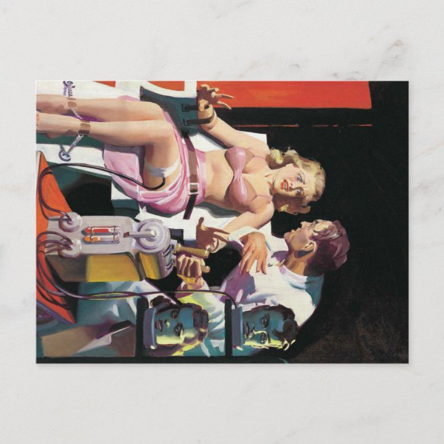 vintage tecknad konstig halloween vykort (Framsida)