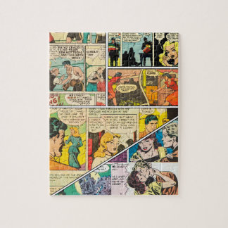Vintage Tecknad Layout Boxing Journalist Romantik  Pussel