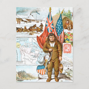 Vintage Teckning: Canadian Collage Vykort