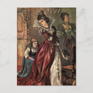 Vintage Teckning: Cinderella och Evil Sisters Vykort