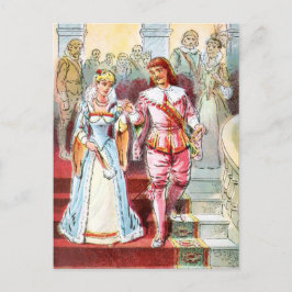 Vintage Teckning: Cinderella och Prince Vykort