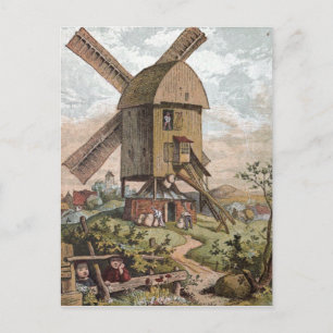 Vintage Teckning: Gamla Mill Vykort