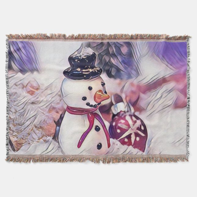 VINTAGE TECKNING i SNÖGUBBE i SNÖ Filt (Framsidan)