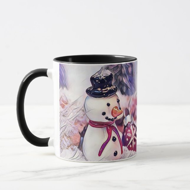 VINTAGE TECKNING i SNÖGUBBE i SNÖ Mugg (Vänster)