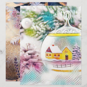 Vintage Teckning Julgran Rosa Dekoration