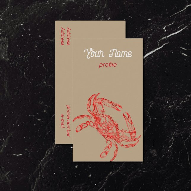 Vintage teckning - krabba - Affärskort Visitkort (Skapare uppladdad)