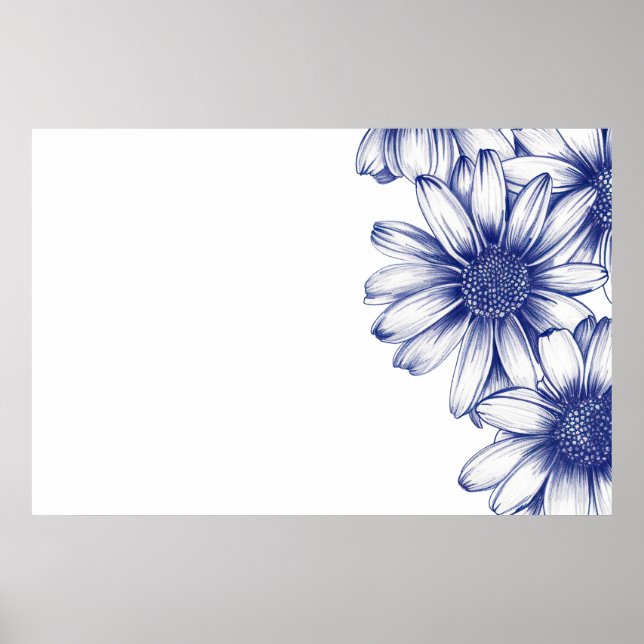 Vintage teckning lila daisy poster (Framsidan)