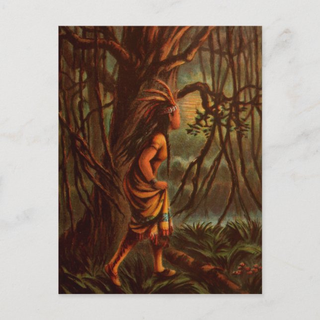 Vintage Teckning: Pocahontas, den indiska prinsess Vykort (Framsida)