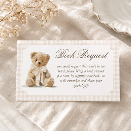 Vintage Teddy Bear Baby Shower Bokförfrågan Tilläggskort