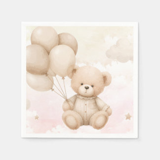 Vintage Teddybjörn Baby Shower Inbjudan Pappersservett