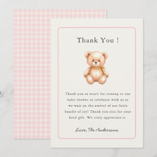 Vintage teddybjörn Babyflicka baby shower Tack Kort