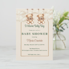 Vintage Teddybjörn Bebis Shower Inbjudan