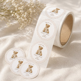 Vintage Teddybjörn Bebis Shower Runt Klistermärke