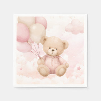Vintage Teddybjörn Flicka Bebis Bjudan  Pappersservett