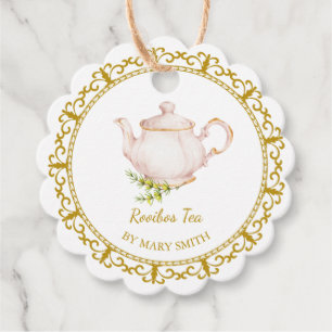 Vintage tekanna Hemmagjord Rooibos Te Hängande Mär Gåvor Etiketter