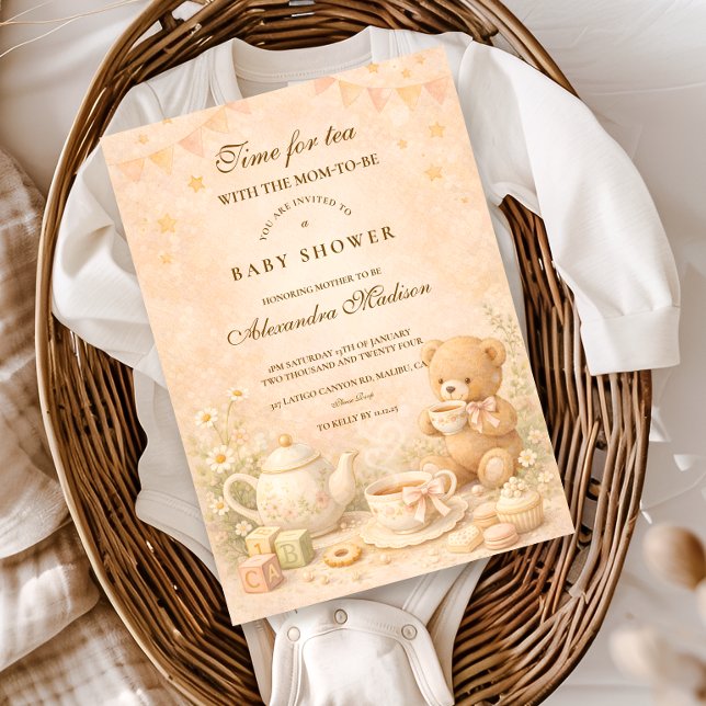 Vintage Tekidags Baby Shower Inbjudningar (Skapare uppladdad)