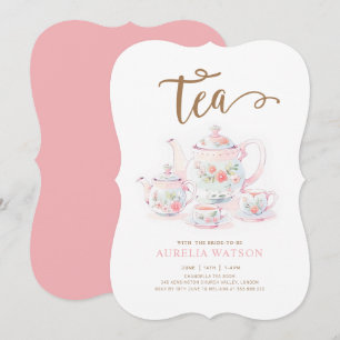 Vintage Tekopp Blommigt Tea Inbjudningar