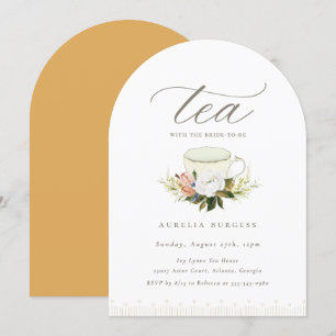 Vintage Tekopp Blommigt Tea Party-inbjudan Inbjudningar