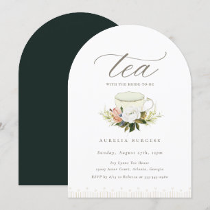 Vintage Tekopp Blommigt Tea Party Inbjudningar