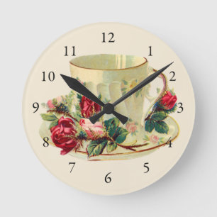 Vintage Tekopp för Tea Time Rund Klocka