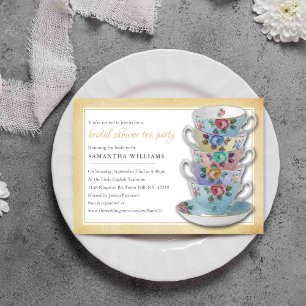 Vintage Tekopp Möhippa Tea Party Inbjudningar