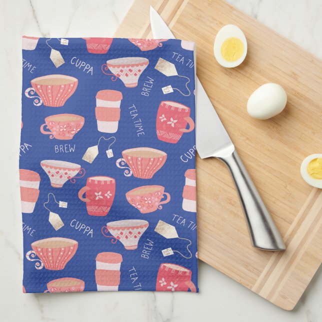 Vintage Tekopp Tea Pot mönster Kökshandduk (Vikt i Fjärdedel)