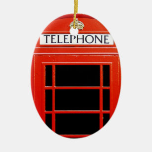 Vintage Telefon Booth Julgransprydnad Keramik